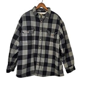 Red Head Mens Plaid Flannel Shacket Size L Buffalo Sherpa Lined Jacket Workwear